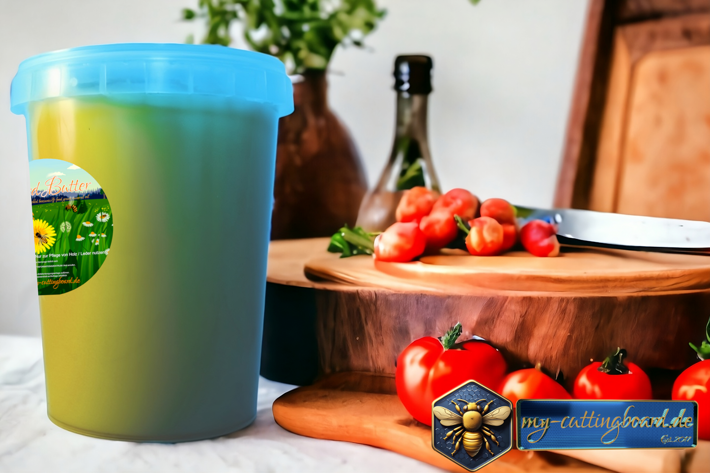 Board Butter 500ml PET Becher - Natürliches Holz- und Lederpflegemittel mit Bienenwachs pflege Holzwachs Holzpflege Schneidebrettpflegemittel Holzbrett pflegen Holzschneidebrett auffrischen Holzschneidebrettpflege